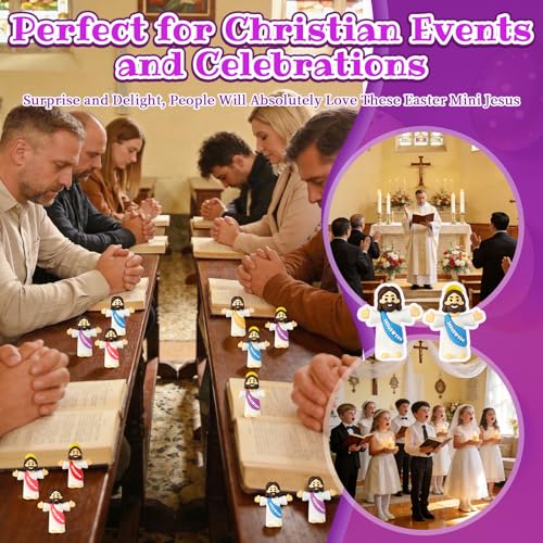 100-Pack Mini Jesus Figurines | Bulk Multicolor Little Jesus Dolls for Easter Egg Stuffers and Religious Gifts