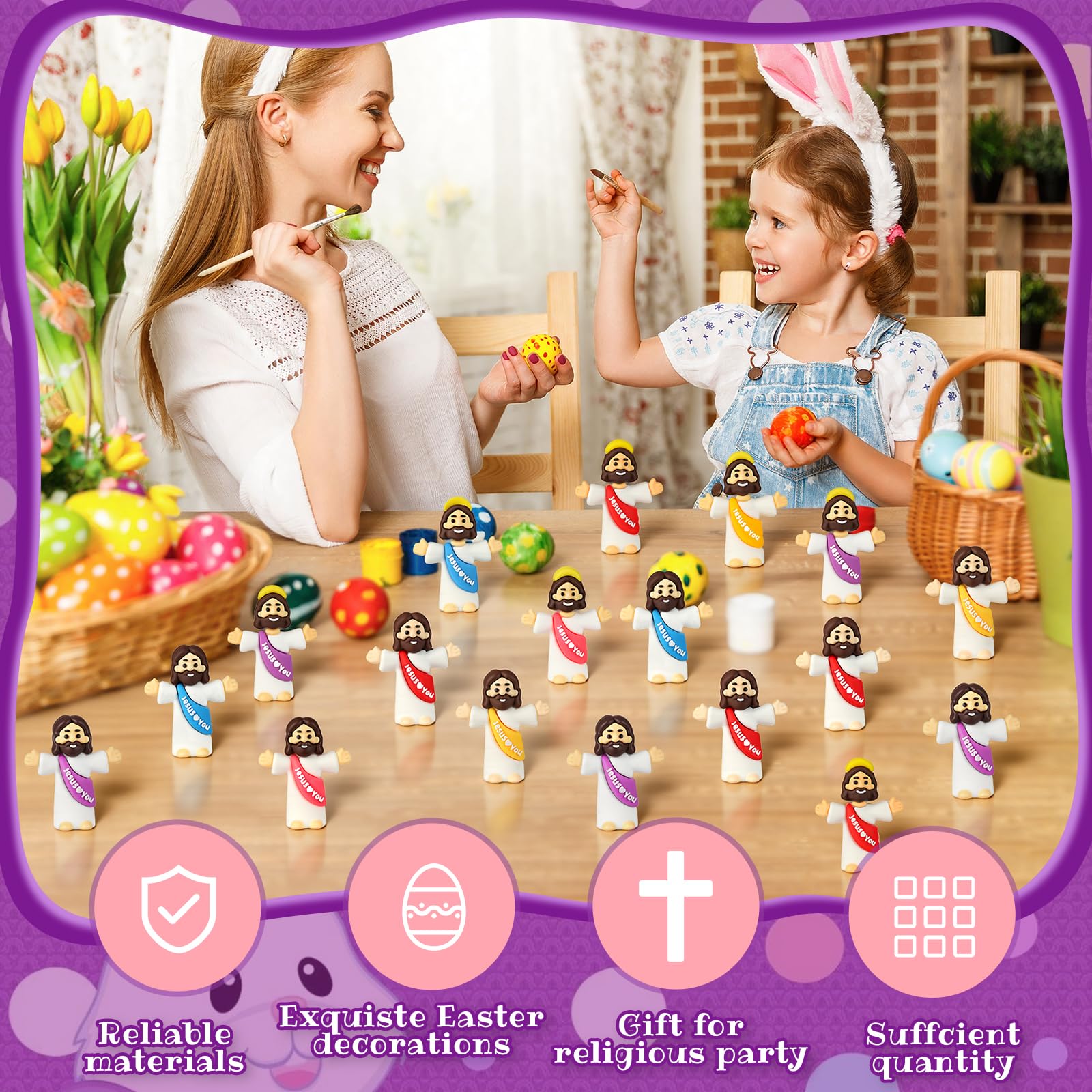 100-Pack Mini Jesus Figurines | Bulk Multicolor Little Jesus Dolls for Easter Egg Stuffers and Religious Gifts