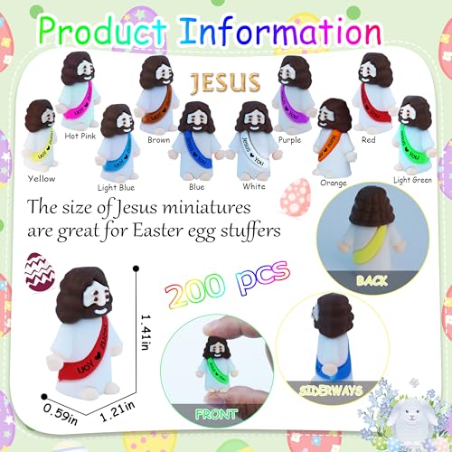 100 Pack Mini Rubber Jesus Figures for Easter Egg Stuffers, Hide and Seek, Sunday School Party Favors - Pocket Sized Toys with 'Jesus Loves You' Message