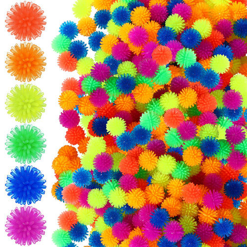 100-Pack Spiky Hedge Balls - Stress Relief Fidget Toys, Soft TPR Sensory Balls in 6 Colors, Mini Porcupine Balls for Anxiety, Focus, and Calming, Birthday Party Favors
