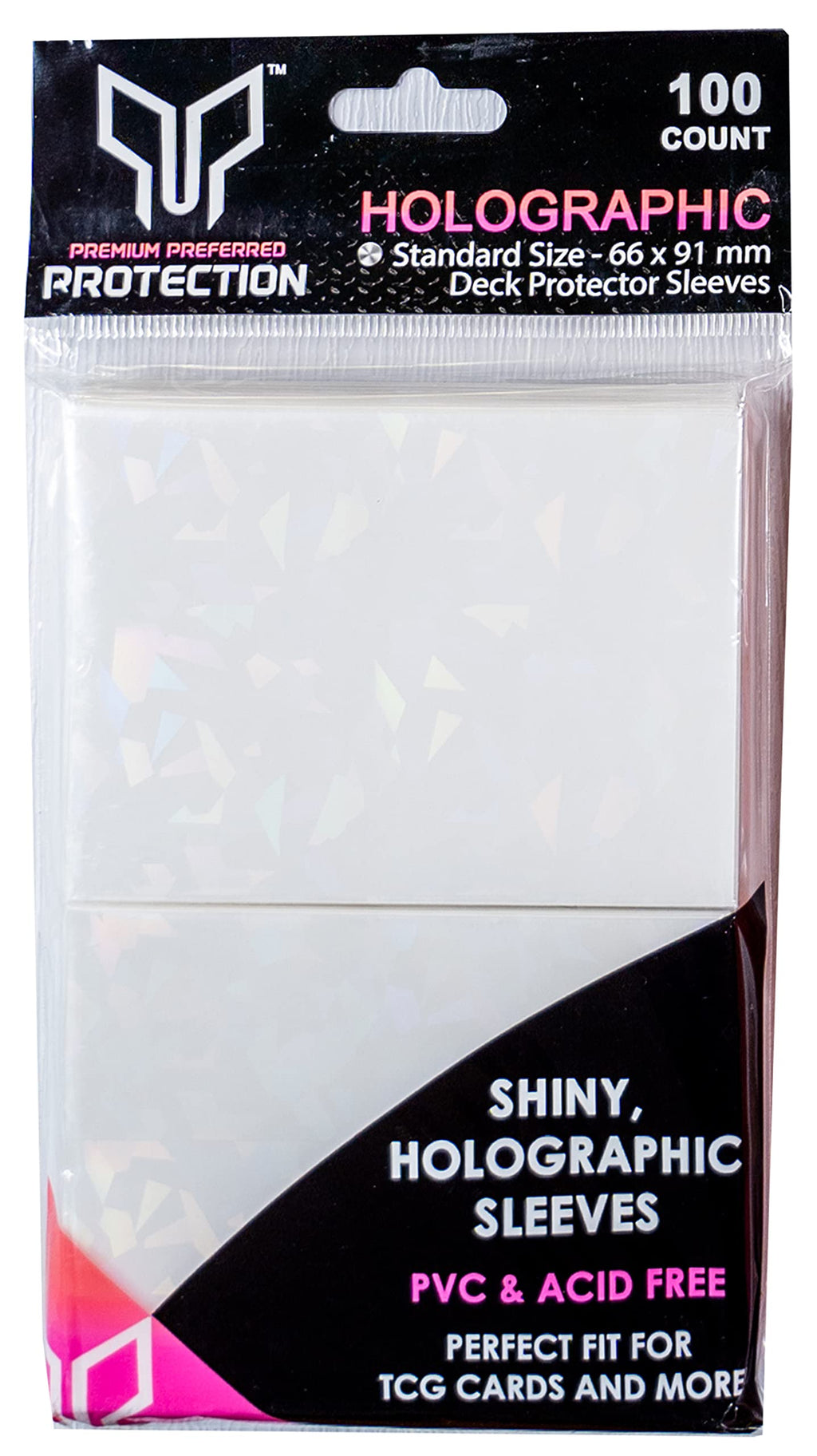 100 Pack White Holographic Card Sleeves - Perfect Fit for Pokemon MTG Yu-Gi-Oh & More