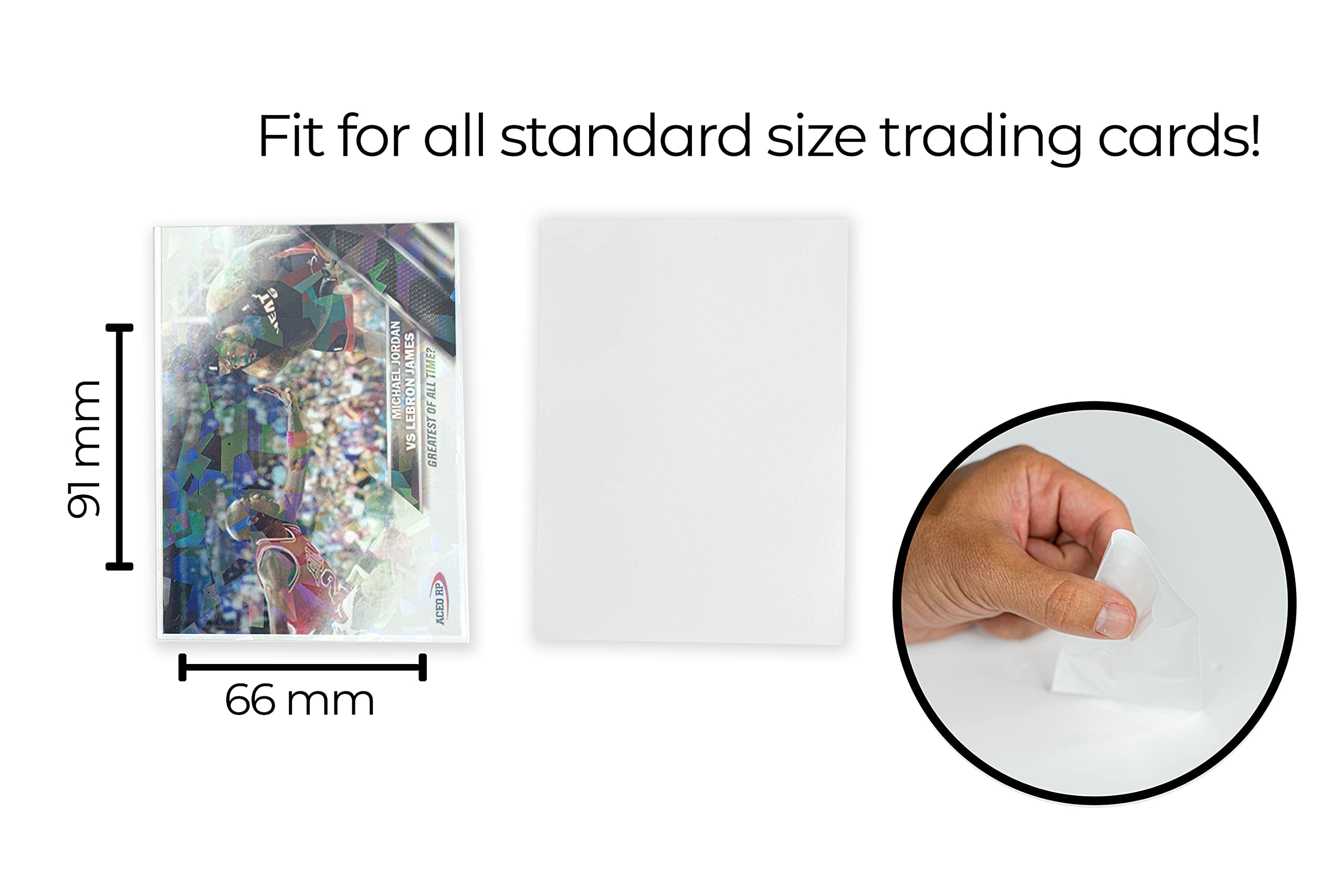 100 Pack White Holographic Card Sleeves - Perfect Fit for Pokemon MTG Yu-Gi-Oh & More
