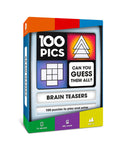 100 PICS Brain Teasers Travel Game – 100 Puzzles with Slide Reveal Flash Cards