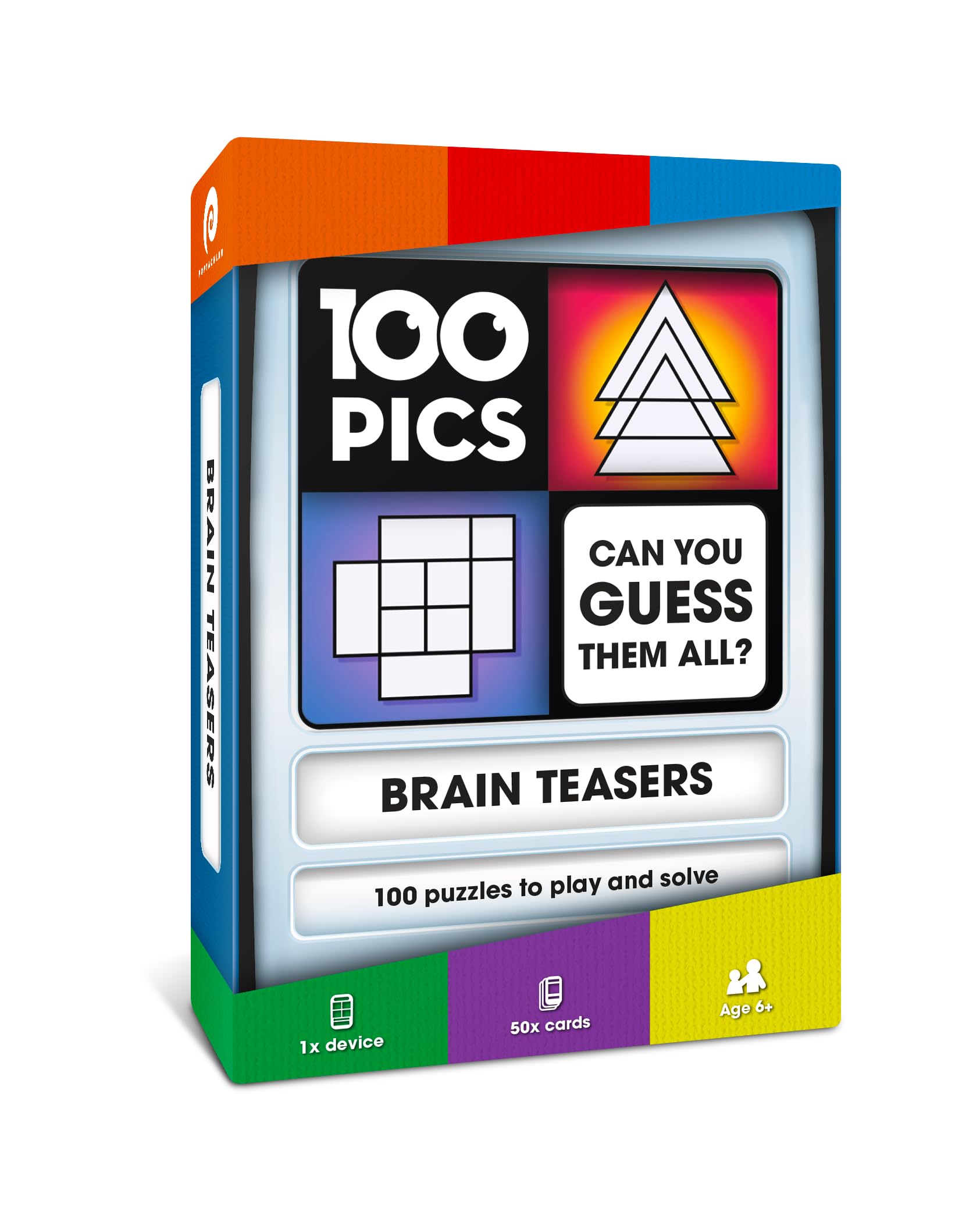 100 PICS Brain Teasers Travel Game – 100 Puzzles with Slide Reveal Flash Cards