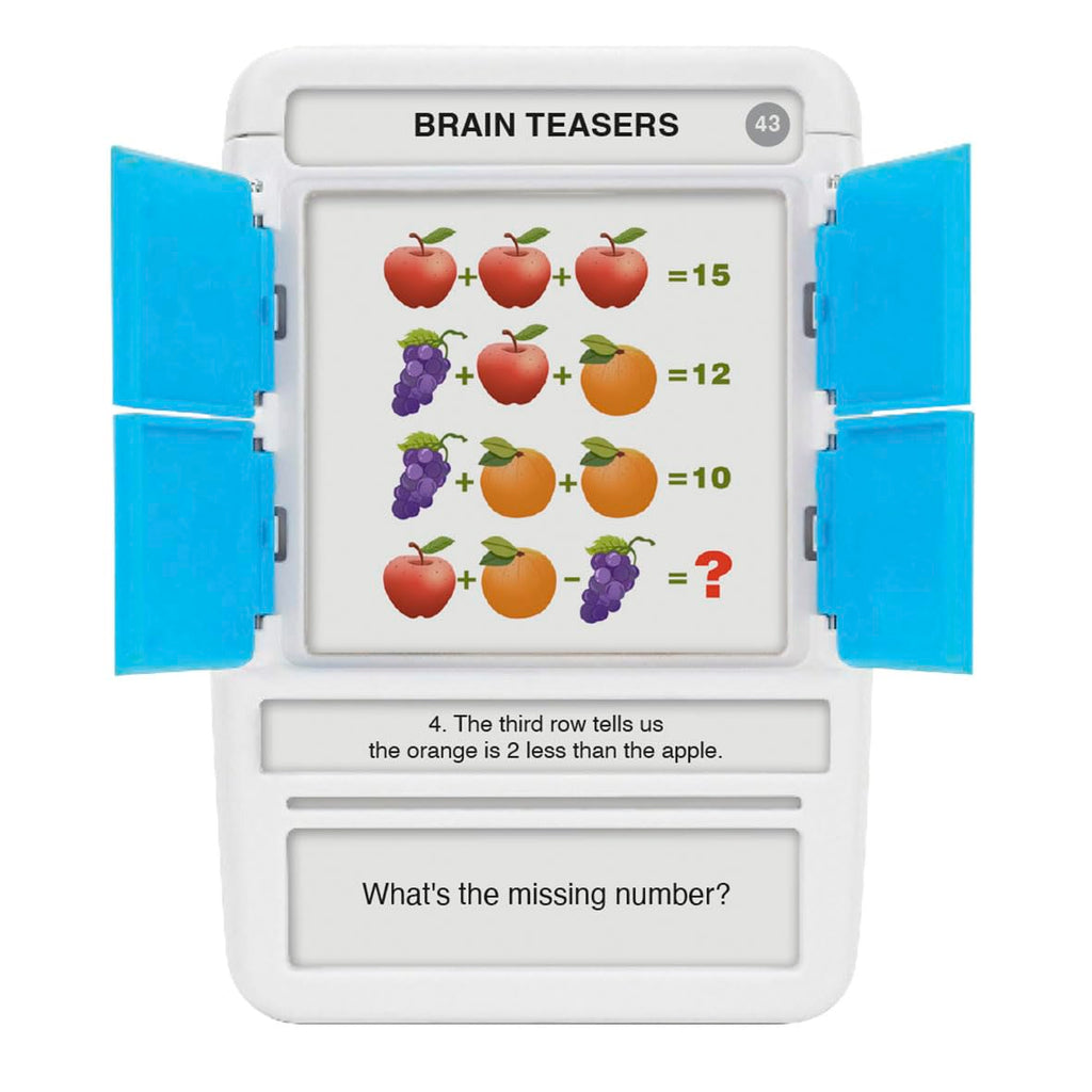 100 PICS Brain Teasers Travel Game – 100 Puzzles with Slide Reveal Flash Cards