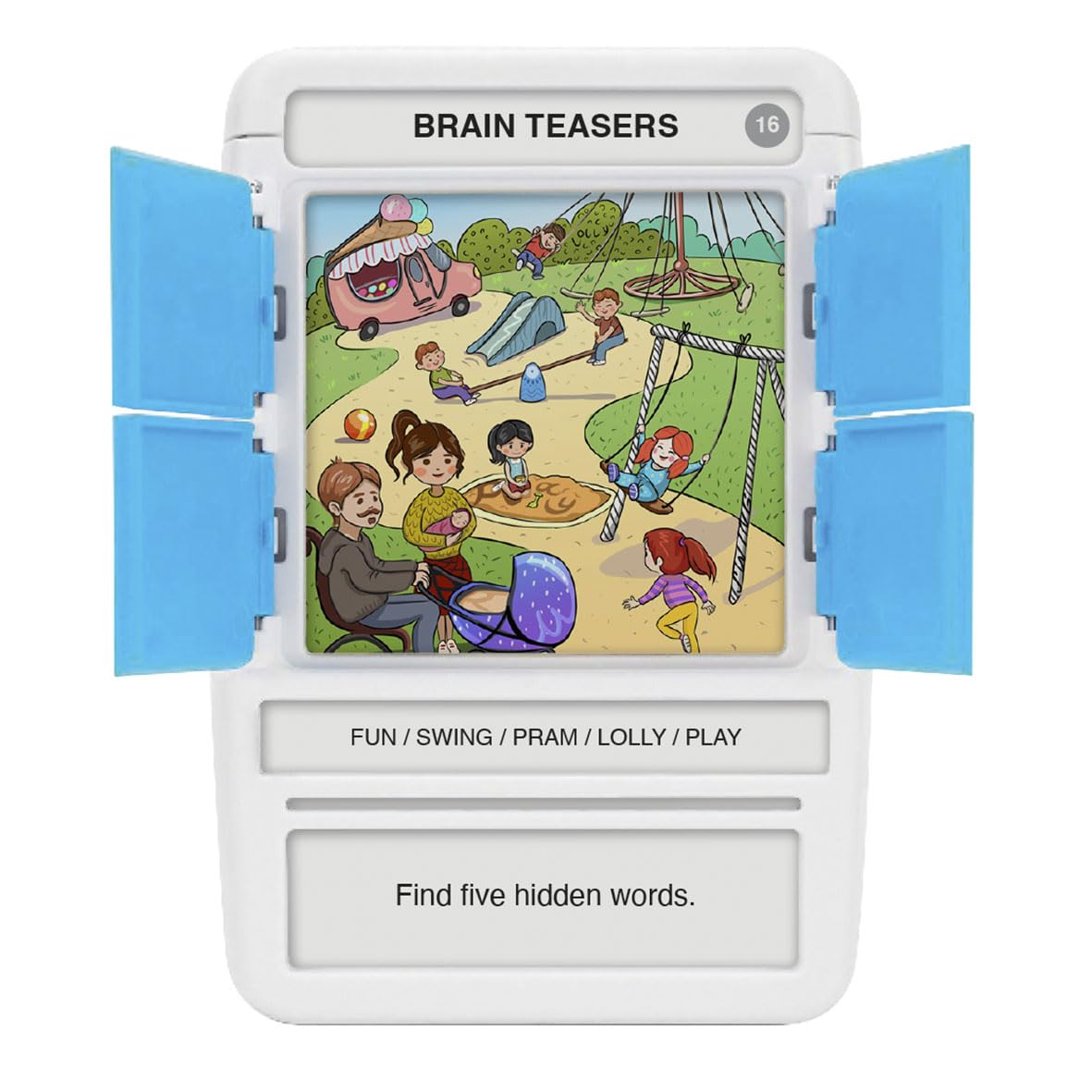 100 PICS Brain Teasers Travel Game – 100 Puzzles with Slide Reveal Flash Cards