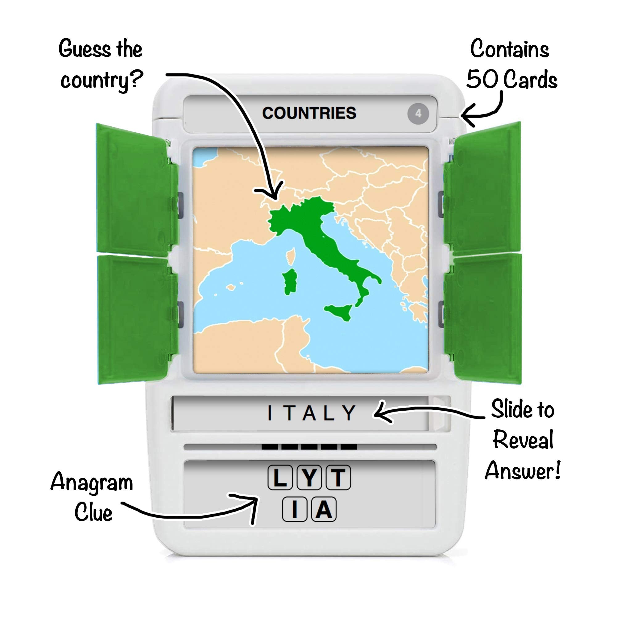 100 PICS Countries of the World Travel Game – Learn 100 Countries with Flash Cards & Slide Reveal Case