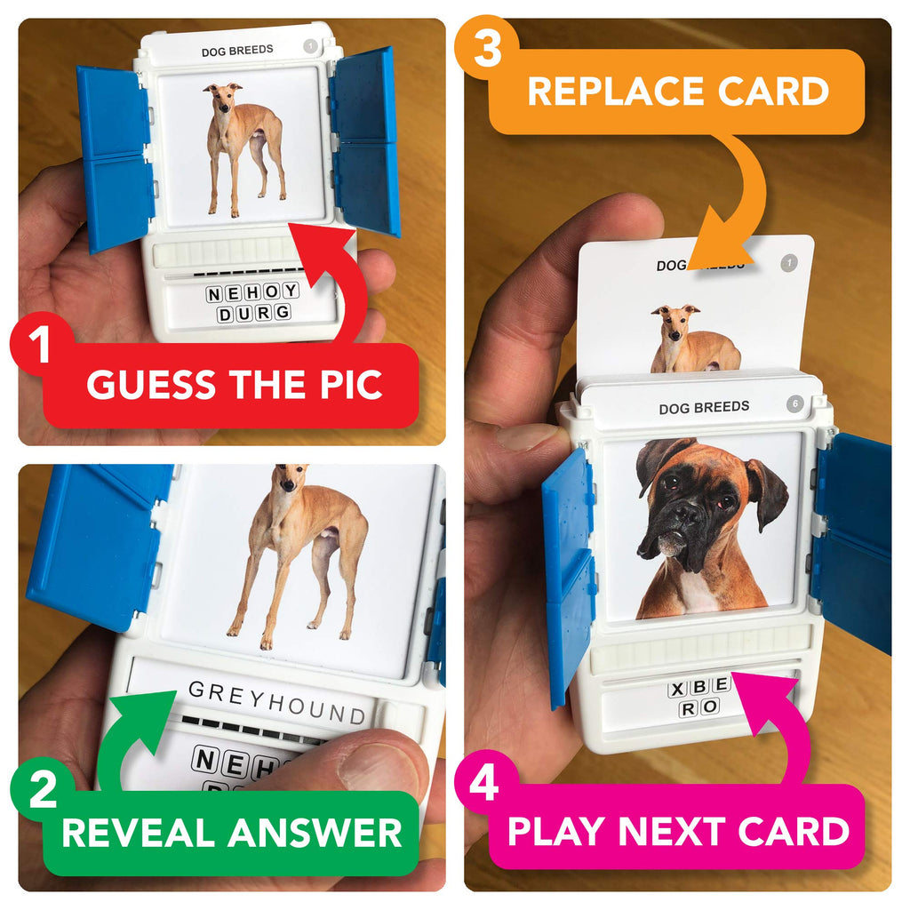 100 PICS Dogs Travel Game – Learn 100 Dog Breeds with Slide Reveal Cards