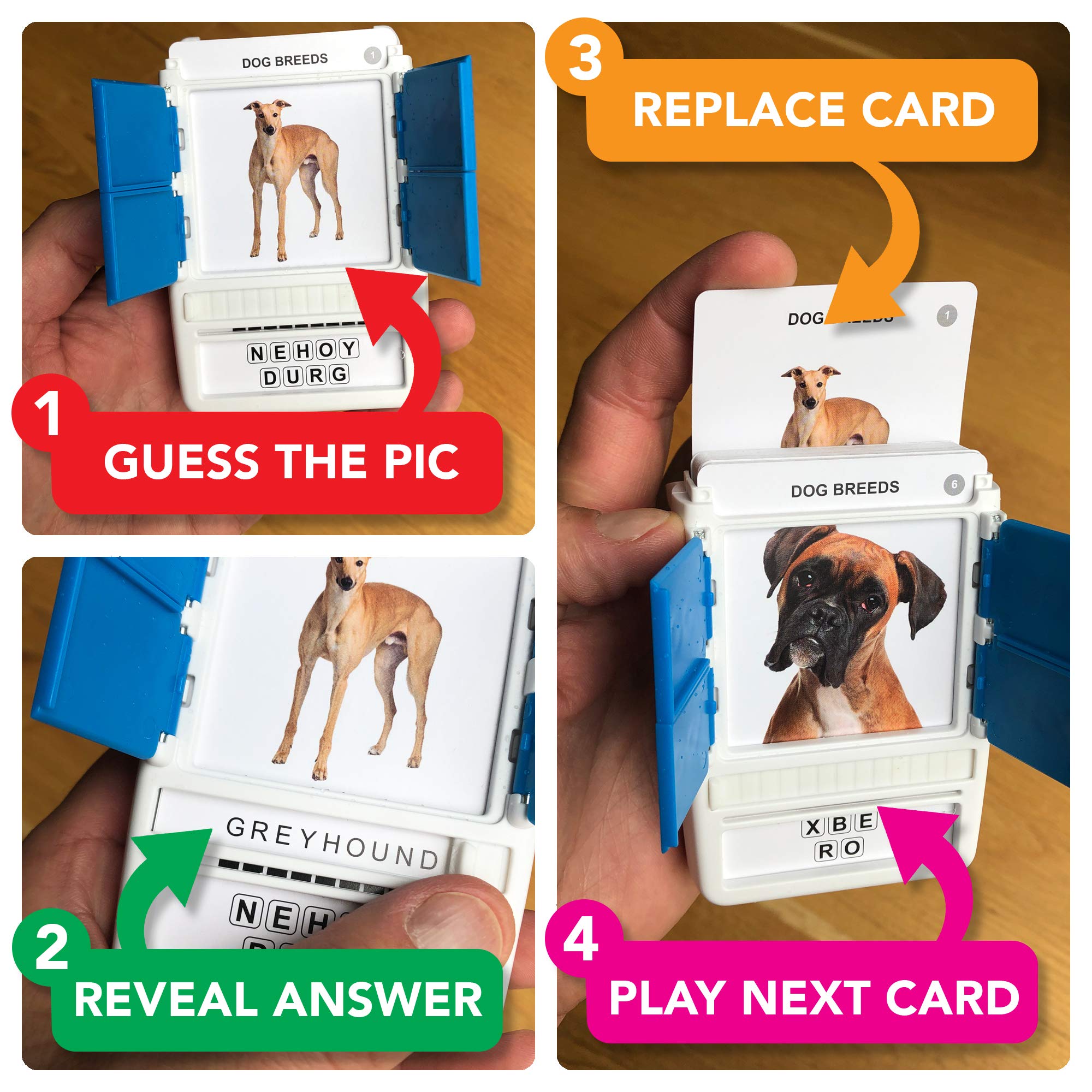 100 PICS Dogs Travel Game – Learn 100 Dog Breeds with Slide Reveal Cards