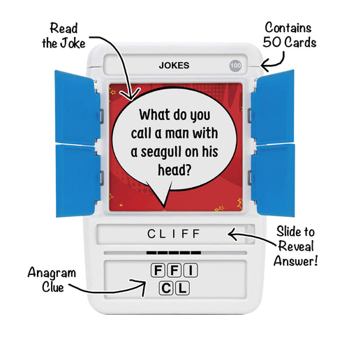 100 PICS Jokes Travel Game – Pocket-Sized Card Game with 100 Family Jokes for Kids & Adults