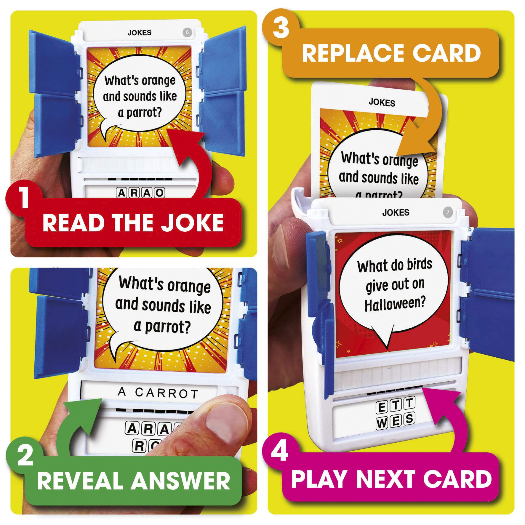 100 PICS Jokes Travel Game – Pocket-Sized Card Game with 100 Family Jokes for Kids & Adults