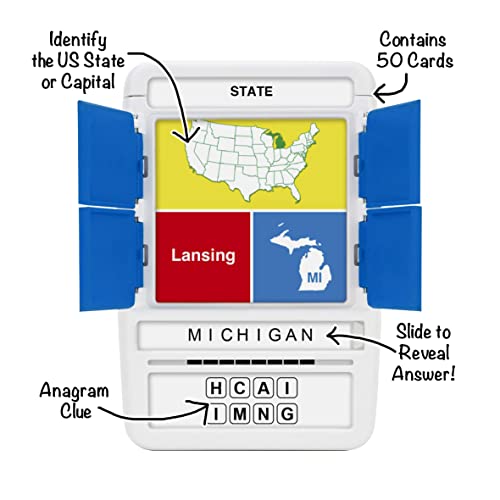 100 PICS US States & Capitals Flash Cards – Learn All 50 States and Capitals with Fun Card Game for Kids and Adults Ages 6+