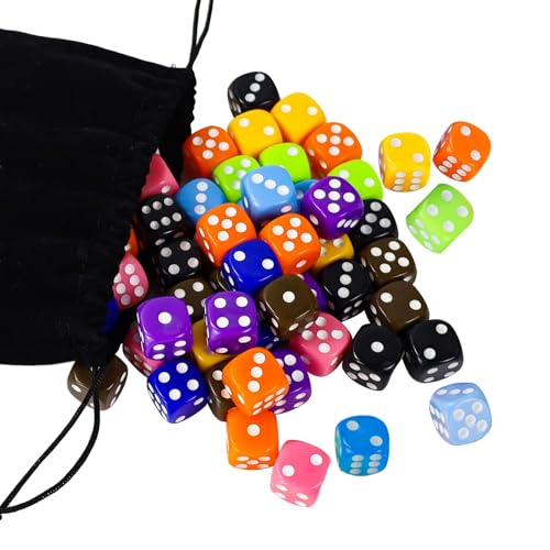 100-Piece 16mm Acrylic Dice Set – 10 Colors in Velvet Bag for DND, RPG, Yahtzee, Board Games