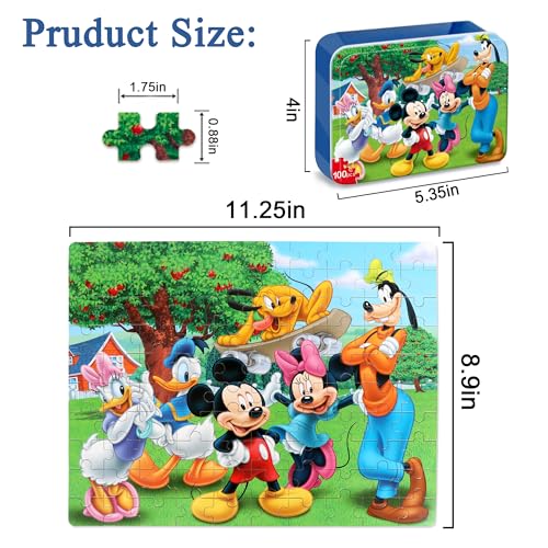 100 Piece Jigsaw Puzzle for Kids Ages 4-8 – Educational Puzzle in Metal Box by bexido