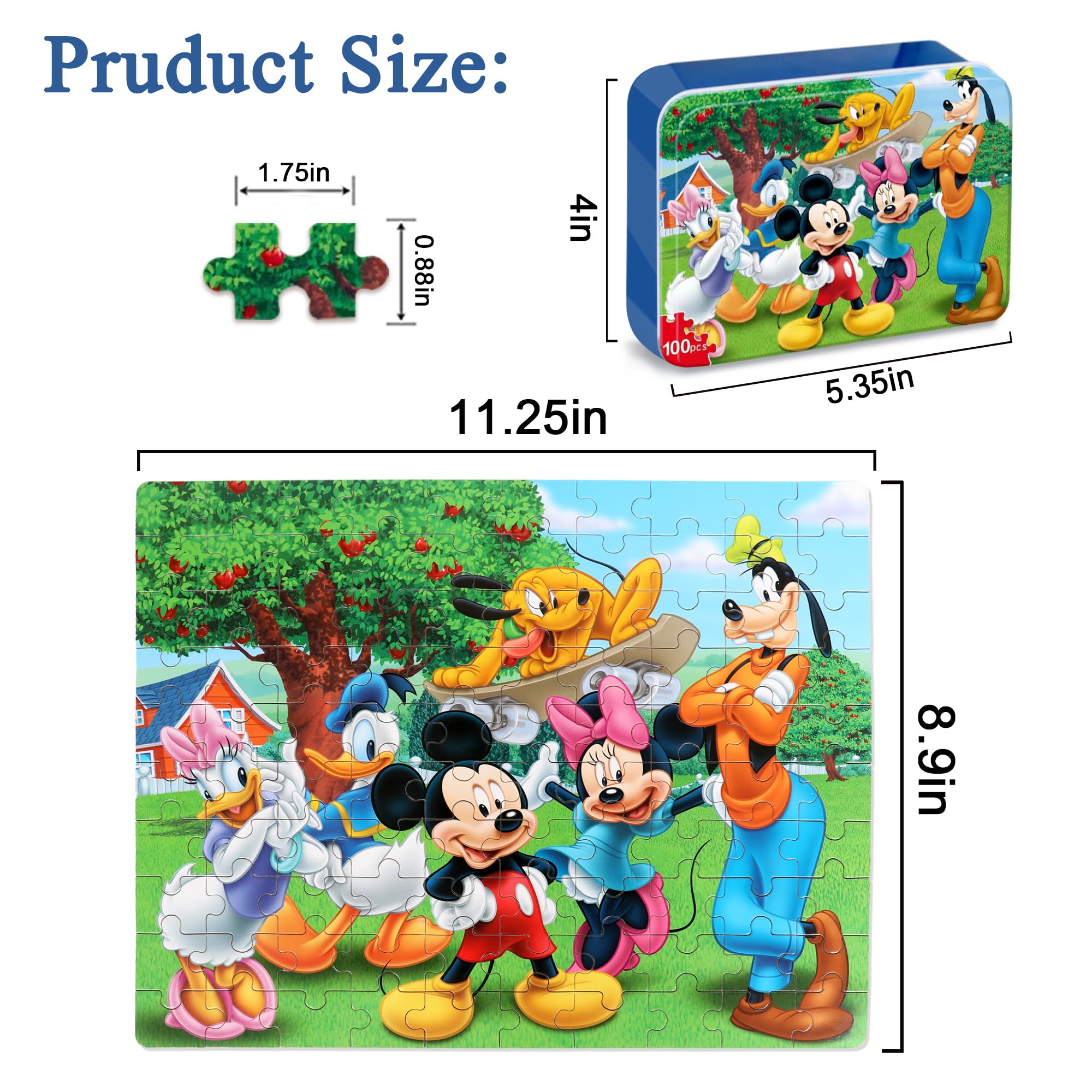 100 Piece Jigsaw Puzzle for Kids Ages 4-8 – Educational Puzzle in Metal Box by bexido