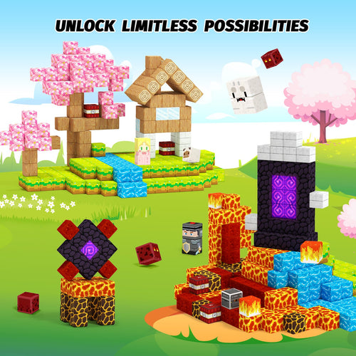 100-Piece Magnetic Blocks Set for Kids Ages 3+ – STEM Building Toy with Two Adventure Themes