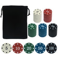 100-Piece Poker Chip Set with Carrying Bag – ABS Chips for Texas Hold'em and Blackjack (Large Denomination)