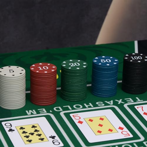 100-Piece Poker Chip Set with Carrying Bag – ABS Chips for Texas Hold'em and Blackjack (Large Denomination)
