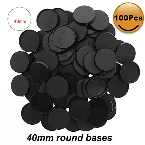 100-Piece Round Plastic Miniature Bases 40mm (1.57in) by Evemodel for Wargaming