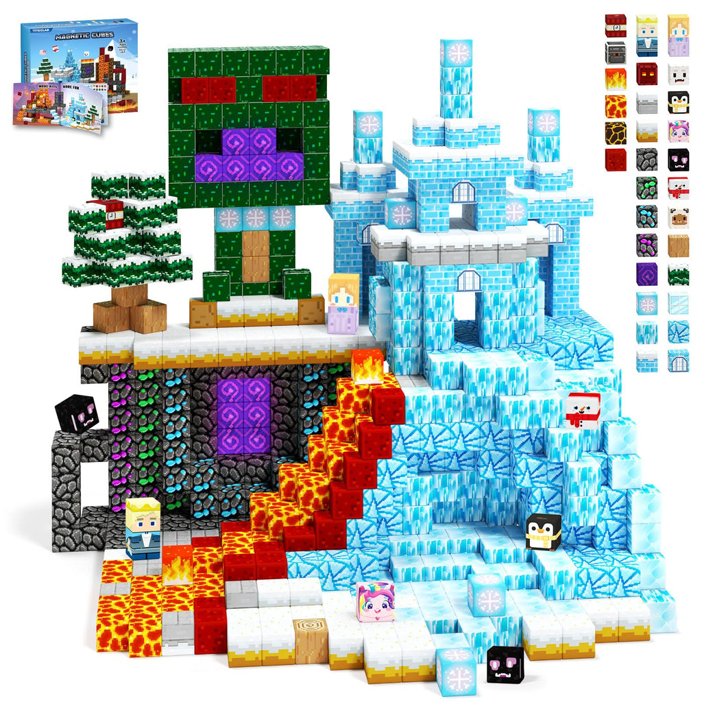 100-Piece Winter Festival Magnetic Building Tiles - STEM Educational Toy for Kids Ages 3-10, Gift for Boys & Girls