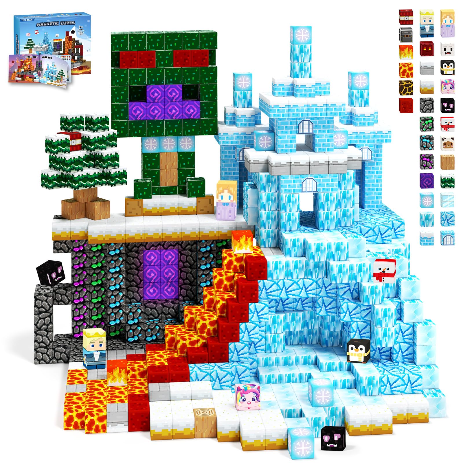 100-Piece Winter Festival Magnetic Building Tiles - STEM Educational Toy for Kids Ages 3-10, Gift for Boys & Girls