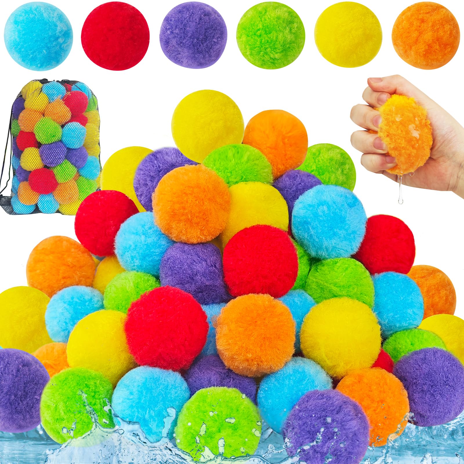 100 Reusable Water Balloons – Colorful Splash Balls for Outdoor Games, Pool, and Beach