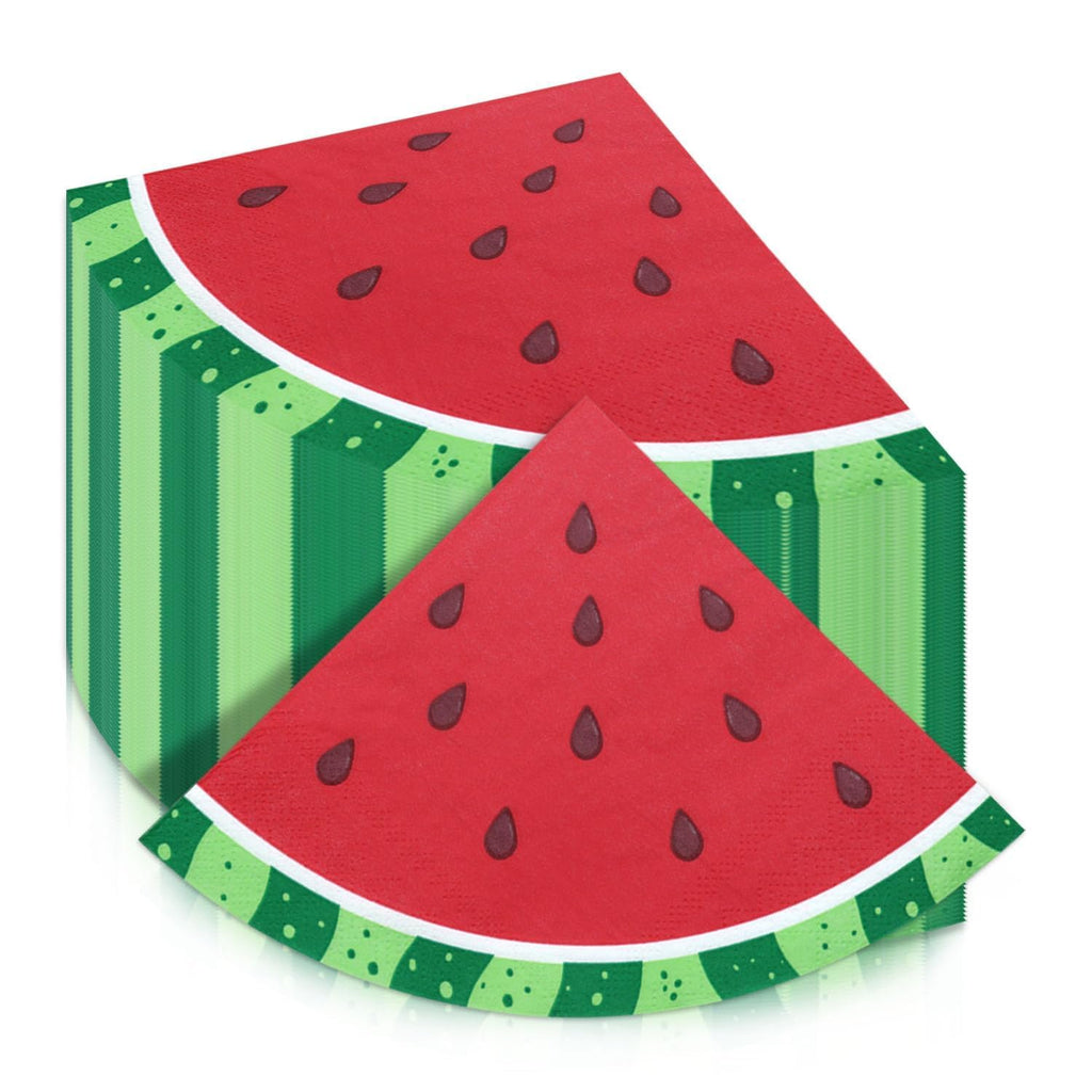 100 Watermelon Napkins - Disposable 13x13 Inch Paper Napkins for Summer Parties, Picnics, and Baby Showers