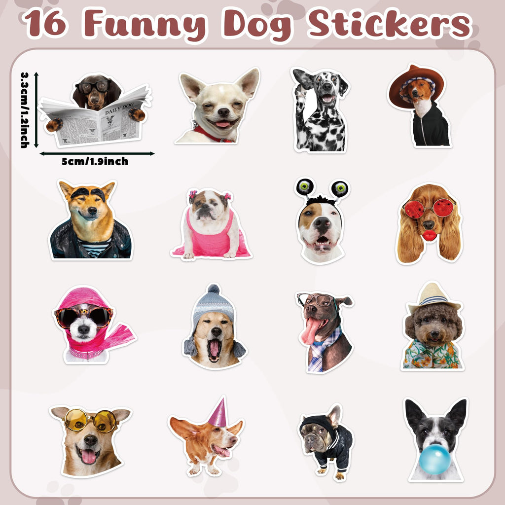 1000 Funny Dog Stickers on Rolls – 16 Cute Designs, Waterproof & Self-Adhesive