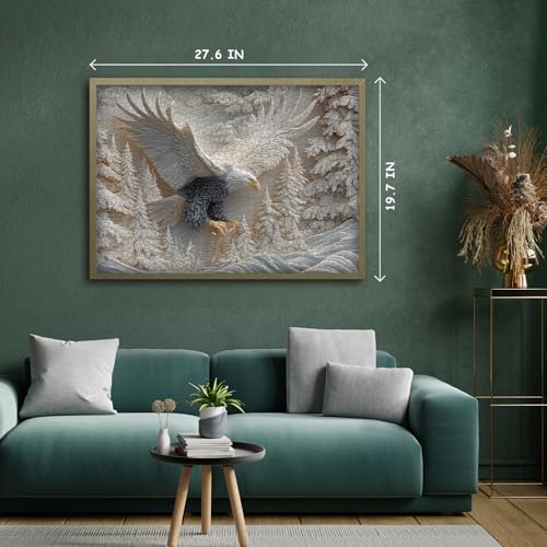 1000-Piece Carved Eagle Jigsaw Puzzle – Bald Eagle in Winter Forest