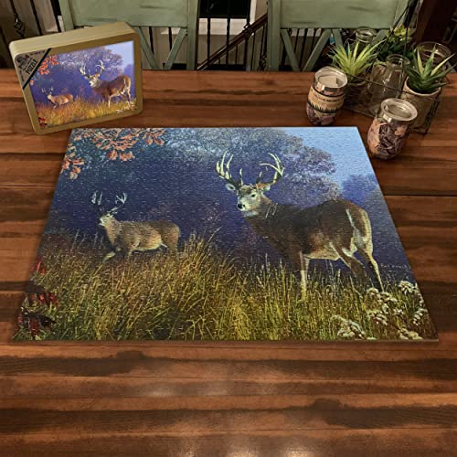 1000-Piece Deer Jigsaw Puzzle in Tin – Rivers Edge Products Wildlife Scene 28x20 Inches