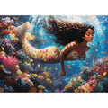 1000-Piece Mermaid Jigsaw Puzzle for Adults – Ocean Beach Scene with Letters on Back, Includes Full-Size Poster, 27.6 x 19.7 Inches