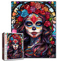 1000-Piece Sugar Skull Girl Jigsaw Puzzle – Day of the Dead Folk Art for Adults & Families
