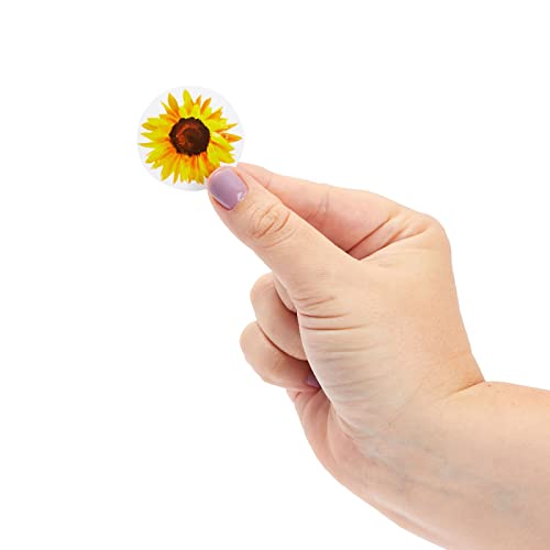 1000 Yellow Sunflower Stickers - BLUE PANDA Flower Decals Roll for DIY Crafts, Envelope Seals (1.5 Inch)