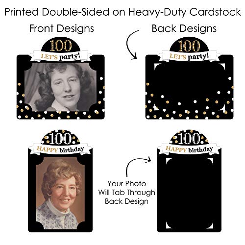 100th Birthday Photo Centerpiece Kit – 15 Gold Double-Sided Photo Holders with Sticks for 4x6 Photos