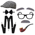 100th Day of School Grandpa Costume Set for Boys – Includes Hat, Suspenders, Glasses, and More