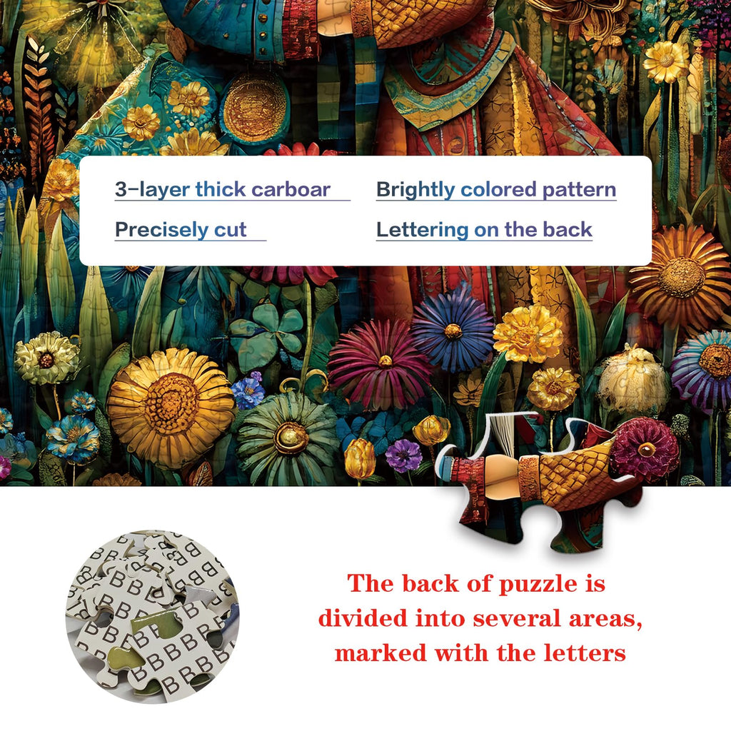 1024-Piece Jigsaw Puzzle for Adults – Bohemian Gnome Couple Floral Field by PULEZZFORU