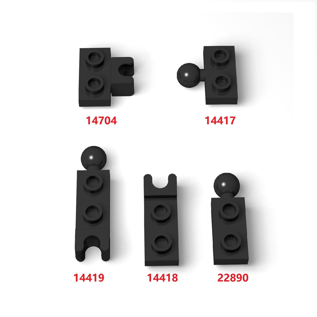 105-Piece Black Ball Joint Plate Bulk Set – 5 Sizes of Ball and Socket Joints Compatible with Lego