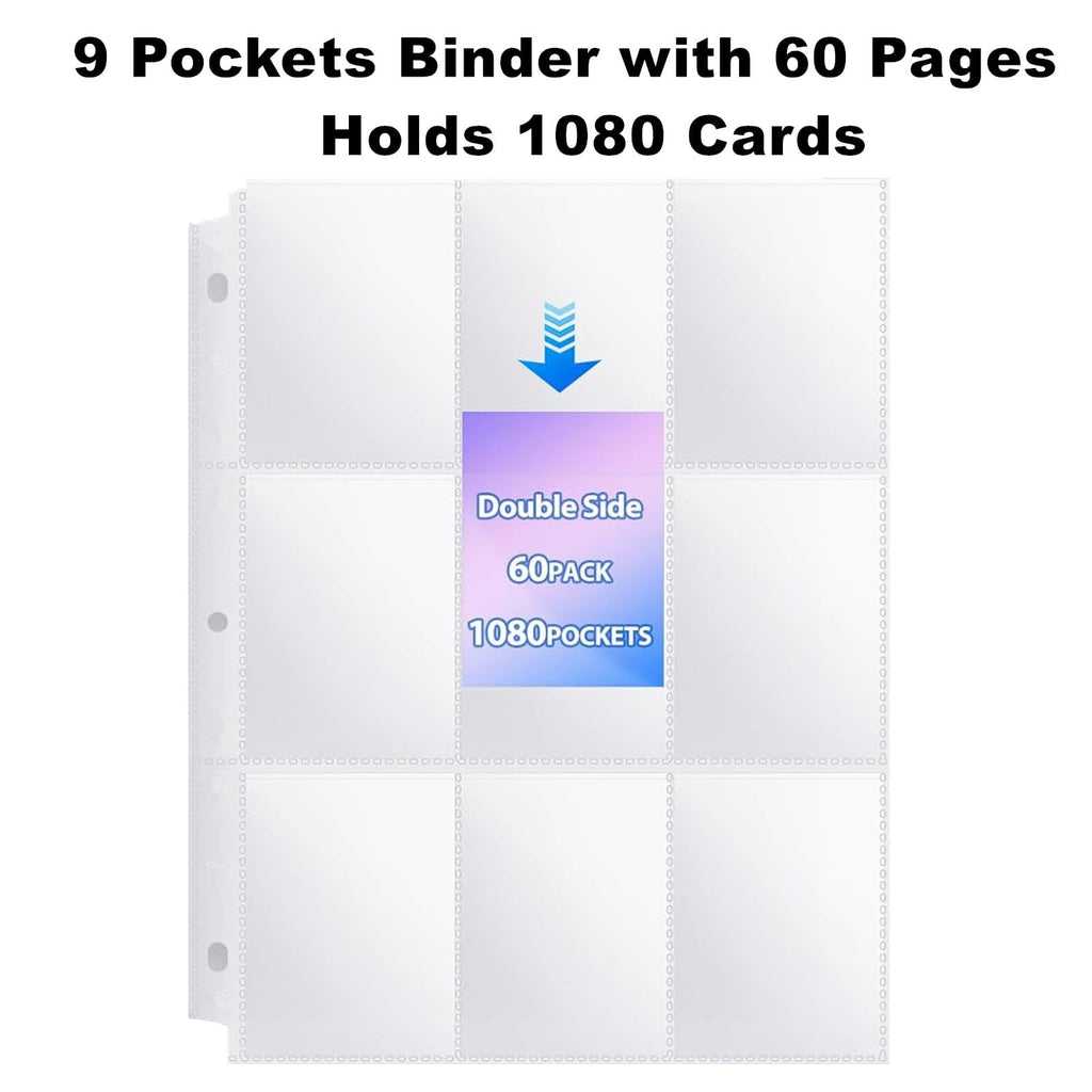 1080-Pocket Trading Card Binder with Zipper – Basketball Design, 60 Removable Pages by TCGCARDIUM