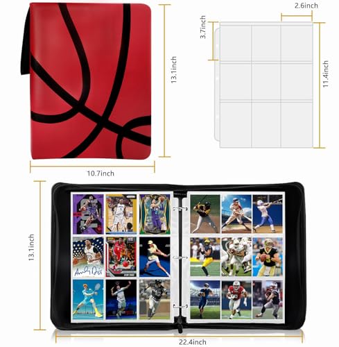 1080-Pocket Trading Card Binder with Zipper – Basketball Design, 60 Removable Pages by TCGCARDIUM