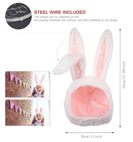 10AGIRL Plush Bunny Hat with Adjustable Ears – Soft Cosplay Hood for Women