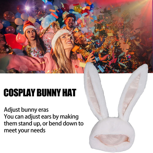 10AGIRL Plush Bunny Hat with Adjustable Ears – Soft Cosplay Hood for Women