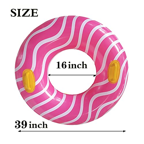 10Leccion 40-Inch Pink Inflatable Pool Float with Handles for Adults and Teens