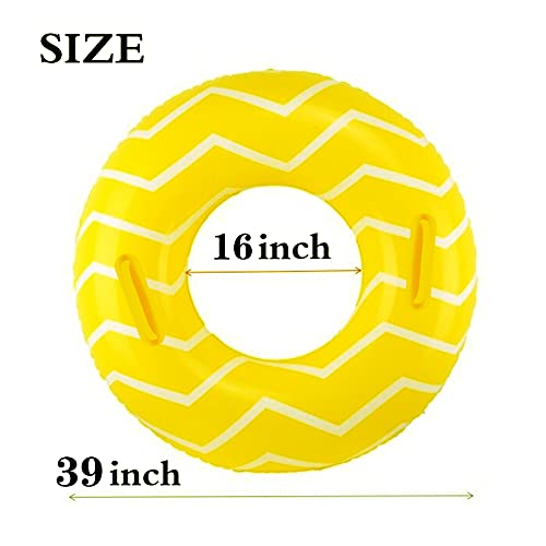 10Leccion 40-Inch Yellow Inflatable Pool Tube with Handles for Adults and Teens