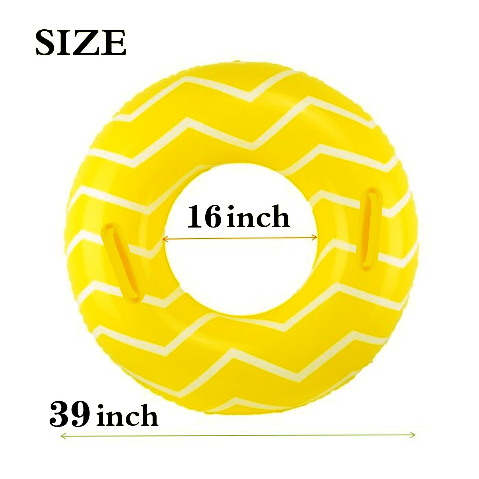 10Leccion 40-Inch Yellow Inflatable Pool Tube with Handles for Adults and Teens