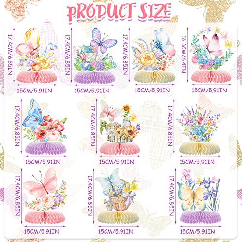 10pcs Butterfly Party Decorations - Spring Pink Purple Butterfly Flowers Centerpieces 3D Table Honeycomb Toppers for Girls Baby Shower Party Photo Prop Supplies