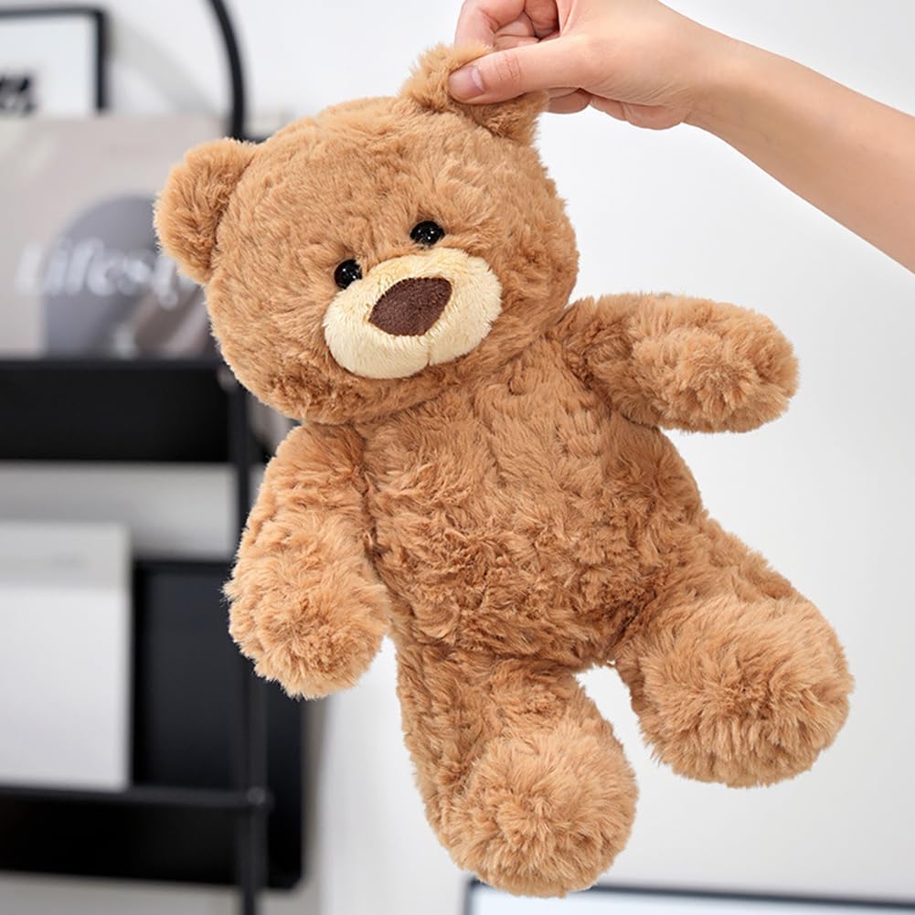 11-Inch Curly Fur Teddy Bear – Soft Plush Toy for Kids & Adults, CPSIA Certified (Brown)