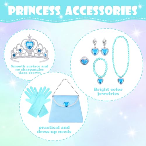 11-Piece Princess Cape Set with Crown, Wand, Jewelry, and Bag for Girls
