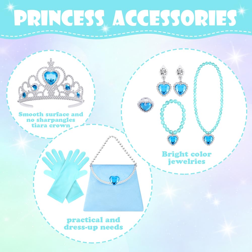11-Piece Princess Cape Set with Crown, Wand, Jewelry, and Bag for Girls