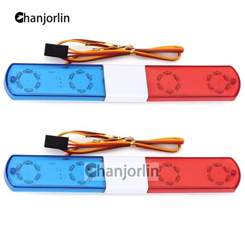 1/10 RC Car Police Lights - 9 Flash Modes Blue&Red LED 145mm for Crawler Trucks