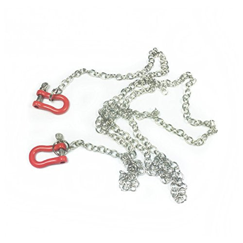 1/10 Scale RC Tow Chain with Red Shackles – LAFEINA Metal Decoration Accessory for Crawler (100 cm)
